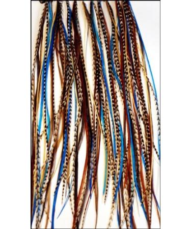 Grizzly Extensions Clip-In Feather Extensions - Natural & Turquoise for Blonde Hair | Premium Quality Hair Accessories - Buy Online on GoSupps.com