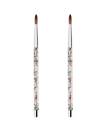 Yangyou 2Pc Rose Gold Kolinsky Sable Acrylic Nail Brush with Liquid Flow Glitter Nail Art Brush for Nail Art Tool 10