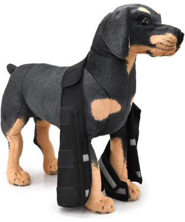 Dog Knee Brace Adjustable Dog Front Leg Brace with Metal Spring Support and Reflective Strap Dog Leg Support for Surgery Recovery Front Leg Injury|Black (L) - Buy Online on GoSupps.com
