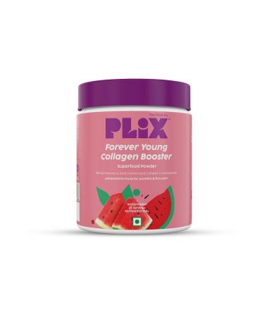 PL'IX Collagen Supplement Powder to support Skin Elasticity Firmness & Youthful Glow | 100% Plant-based with Hyaluronic Acid & Vitamin C | For Women & Men | Watermelon Flavour Pack of 1