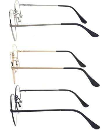 ALWAYSUV Retro Metal Frame Glasses | Classic Round Flat Mirror Decorative Eyewear with Clear Lenses - Buy Online on GoSupps.com