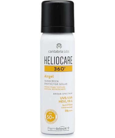 Heliocare 360 Airgel SPF50+ 60ml | Mousse Sunscreen for Face & Neck | UVA UVB Visible Light Infrared-A Anti-Ageing Sun Protection | Suits All Skin Types | Matte Finish | Supercharged with Antioxidants - Buy Online on GoSupps.com