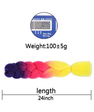 Buy Fanvalfyu 3-Pack Ombre Braiding Hair Extensions | 24 Inch Kanekalon Jumbo Synthetic Hair for Crochet Twists - Purple-Rosa-Yellow - Buy Online on GoSupps.com
