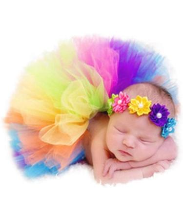 Baby Newborn Photography Props Tutu Dress Set with Headband - Rainbow Bubble Skirt by Hztyyier - Buy Online on GoSupps.com