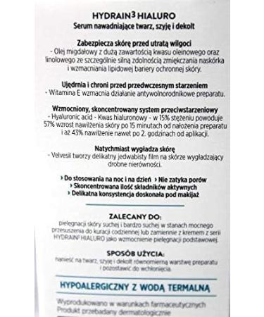PREMIUM Hyaluronic Acid Anti Ageing and Anti Wrinkle Serum For Face Neck and Decolletage - Clinical Strength (15% HA) For day and night use. Ideal as make-up base. Hypoallergenic with Thermal Water. Dermedic Hydrain3 Hialuro - Buy Online on GoSupps.com