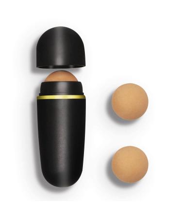 Lazzybeauty Oil Absorbing Volcanic Roller, Portable Reusable Oil-Resistant Face Roller, Oil Control Natural Stone Facial Tool, Suitable for Traveling at Home or Going Conduct for Skin Massage Black