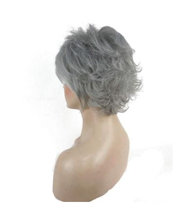 SHIYID Women's Silver Gray Short Curly Natural Wig - Heat Resistant Synthetic Full Wig for Stylish Looks - Buy Online on GoSupps.com