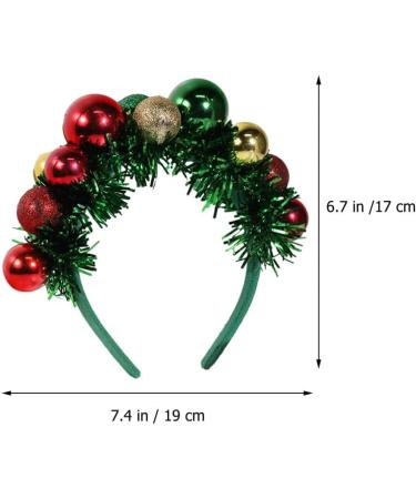 minkissy Christmas Ball Hairband Colorful Ball Headpieces with Green Tinsel Decor Xmas Party Headdress for Women Girls - Buy Online on GoSupps.com