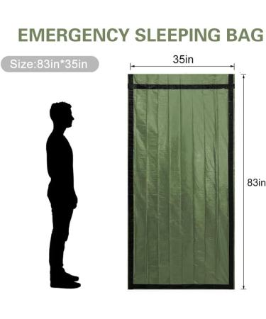 YDYJKI Emergency Survival Sleeping Bag 2 Pack - Waterproof Thermal Sack Blanket for Camping & Hiking (Green) - Buy Online on GoSupps.com