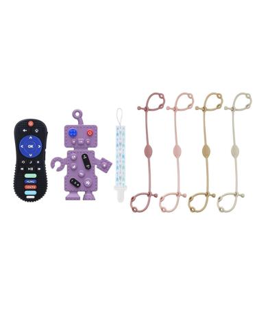 Myvikcar Remote & Robot Teethers + 4PCs Silicone Toy Safety Straps