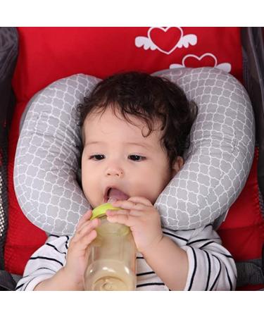 Aipinqi baby head neck bio cotton pillow for stroller car seat soft travel pillows for toddler adjustable pillows for children toddler (gray) gray & white