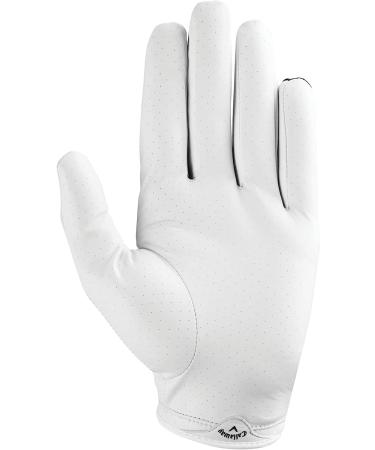 Callaway Men's X-Spann Compression Fit Cabretta Leather Golf Glove- White/Black, Medium-Large Left Hand - Buy Online on GoSupps.com