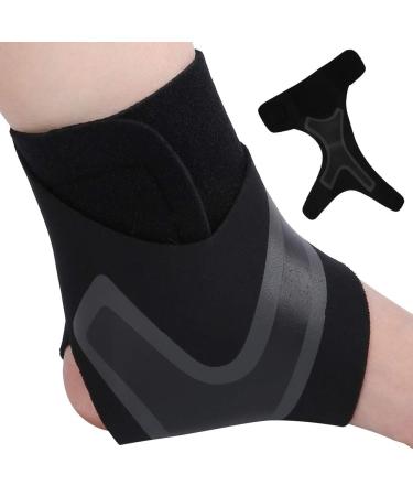 Keenso Compression Support Sleeve Left Foot Ankle Breathable Wrap for Outdoor Sports Climbing Riding Basketball Sports Protective Gear (Black Single XL)