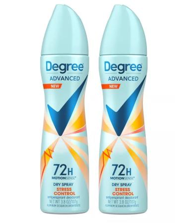 Degree Advanced Antiperspirant Dry Spray Deodorant for Women Stress Control 72-Hour Protection 3.8 Ounce - Pack of 2