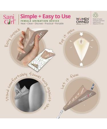 SaniGirl Female Urinal | Women Pee Cup Standing Up | Disposable Urinal for Women Female Pee Funnel | Women Urinal for Travel | Camping Female Urination Device Camping Essentials for Women (Pack of 20) 20 Count (Pack of 1) - Buy Online on GoSupps.com