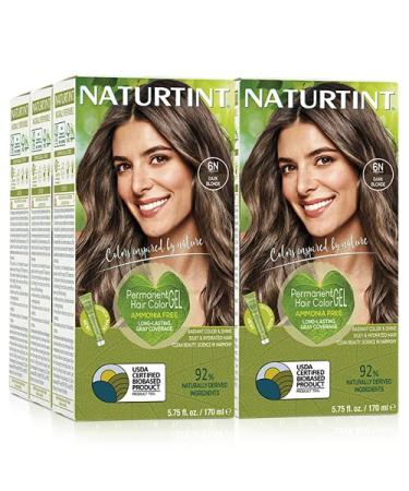 Naturtint Permanent Hair Color 6N Dark Blonde (Pack of 6) Ammonia Free Vegan Cruelty Free up to 100% Gray Coverage Long Lasting Results 5.6 Fl Oz (Pack of 6) Dark Blonde