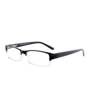 Reading glasses reading aid with two tone plastic frame and flexible temples black clear unisex +3 +3.0 diopters