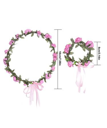 Boho Flower Headband Set - Festival & Wedding Accessories for Women & Girls (White & Pink) - Buy Online on GoSupps.com