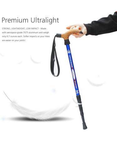 Kry Bergstock Hiking Stick - T-Shaped Handle Retractable Adjustable Aviation Aluminum Alloy Shock Absorption - Sky Blue - Buy Online on GoSupps.com