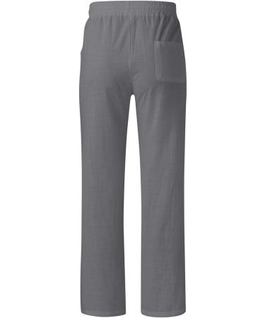 Men's Lightweight Linen Elastic-Waist Drawstring Pants - Summer Casual Loose Fit Beach Yoga Trousers with Pockets (X-Large, Gray) - Buy Online on GoSupps.com