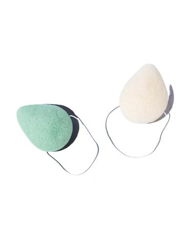 FReed Blue 100% All Natural Organic Teardrop Konjac Facial Sponges for Deep Gentle Cleansing and Exfoliation 2 Pack Assorted Colors
