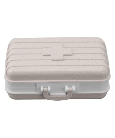 6 Compartment Mini Pill Box Luggage Shaped Sealed Plastic Pill Box for Travelers on The Go (Beige)