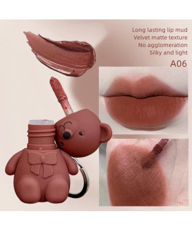 6Pcs 2 in 1 Bear Keychain Lipsticks Set - Waterproof Velvet Matte Lipstick & Lip Gloss for Long-Lasting Beauty Makeup - Ideal for Office Lady - Cute Bear Design - Buy Online on GoSupps.com