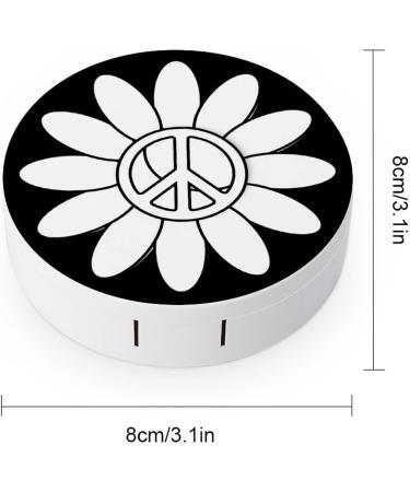 Sunny Flower Peace Sign Round Case For Contact Lens Kit Storage Box with Mirror Printed - Buy Online on GoSupps.com