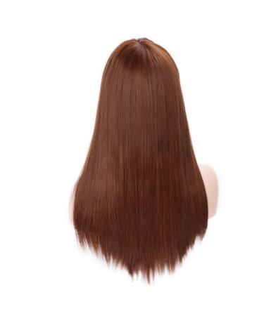 Bingbing Black Long Straight Wig with Bangs Synthetic Hair Wigs for Women 613 Blonde Red Heat Resistant Cosplay WIGS 22 Inches 22 Inch-Brown