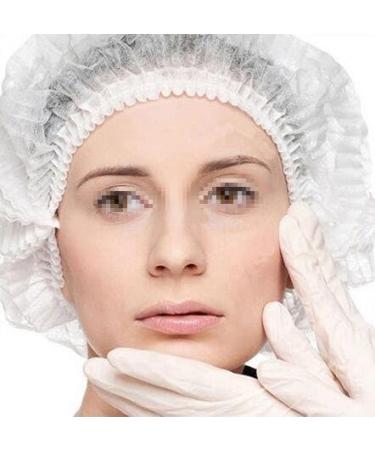 100PCS 24.8inch White Disposable Bouffant Caps with Elastic Edge - Ideal for Spray Salon, Home Baking, Labs & Hospitals - Buy Online on GoSupps.com