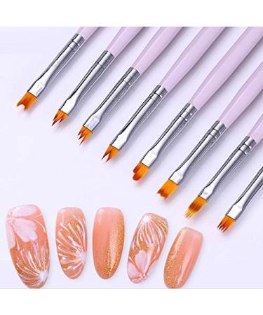 8 Pcs Premium Nail Brush Pen Set with Wood Handles for UV Gel Flower Drawing - Valentine's Day Gift - Buy Online on GoSupps.com