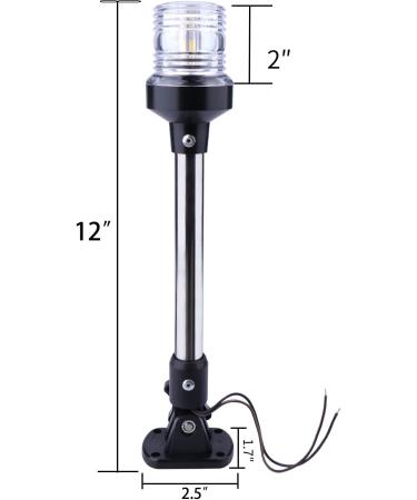 Marinexplore 12'' White LED Boat Stern Light - 3NM Anchor Light for Pontoon & Fishing Boats - 12-24V All Round Bimini Top Light - Buy Online on GoSupps.com