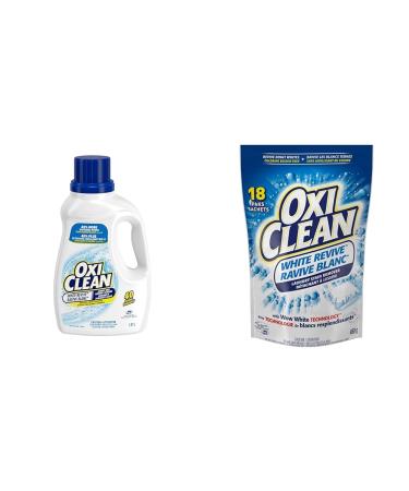 OxiClean White Revive Laundry Stain Remover Liquid 1.47-L & White Revive Laundry Stain Remover Paks 18 Count Liquid + LAUNDRY_DETERGENT