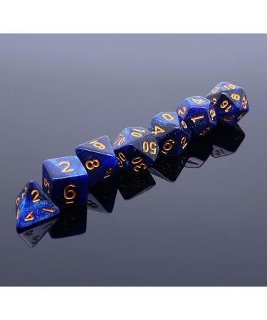 CREEBUY Dark Blue Mix Black Nebula DND Dice Set - 7Pcs Polyhedral Dice for D&D RPG with Dice Bag - Buy Online on GoSupps.com