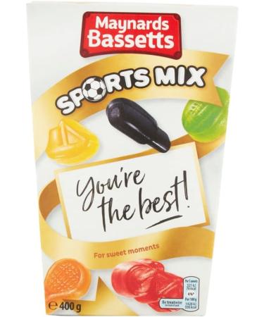 Maynards Bassetts Sports Mix Sweets Gift Carton 400g. Christmas Confectionery Big Night In Birthday Easter Thank You Gift Sharing Carton Present OFFICIAL - Buy Online on GoSupps.com