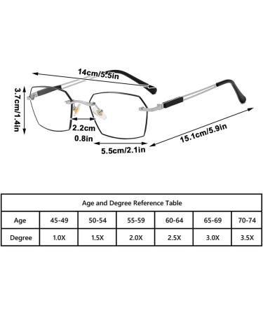 Fashion Polygon Metal Reading Glasses for Men | Photochromic Blue Light Blocking Anti-UV Sunglasses - Silver 0.0x - Buy Online on GoSupps.com
