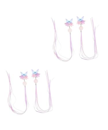 MAGICLULU 2 Pairs Hanfu Headwear Hair Jewels for Women Wood Walking Stick Chinese Decor Vintage Wedding Decor Claw Clips for Thick Hair Accessories Women's The Flowers Purple Metal Acrylic