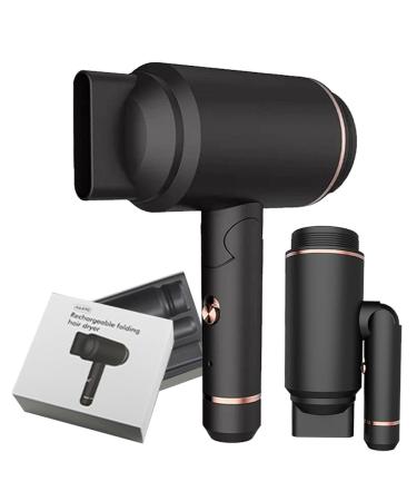 Low-Heat Cordless Hair Dryer Rechargeable Blow Dryer with Magnetic Nozzle Foldable Handle Travel Hair Dryer for Women Kids Home Travel Gift