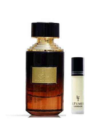 Paris Corner OUD AND VANILLA EMIR Perfume EDP 2.5Fl Oz with 8ml L'Fumes Roll-On Layering Perfume Oil UNISEX - EDP and Oil Combo Floral Vanilla