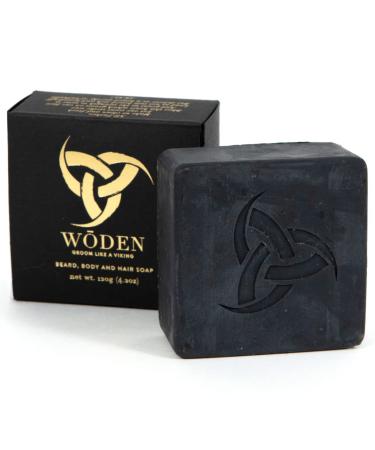 Woden Men's Natural Soap Bar - Beard Body and Hair 120g | Groom like a Viking | Oud Wood Essence | Oudin
