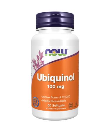 Now Foods Ubiquinol Active Form of CoQ10 100 mg 60 Capsules Gluten Free Soy Free Non-GMO