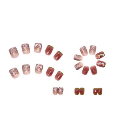 Finished Artificial Nail Manicure Diamond Short Square Flash Fack Nails 24pcs/pack with Wearing Tool Aurora Diamond