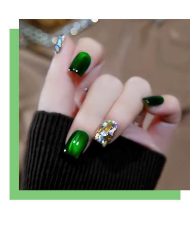 7ml Crystal Cat Eye Magnetic Nail Polish Set - Bright Silver UV Gel with Shiny Diamond Glitter & Magnet Stick (Dark Green) - International Shipping Available - Buy Online on GoSupps.com