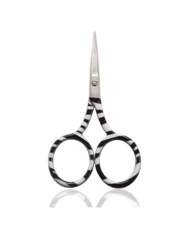YJSStriving 3.5 Inch Small Scissors Beauty Eyebrow Trimmer Scissors Eyelash Scissors for Eyebrow, Facail Hair, Eyelash, Hair Trimming Zebra-stripe