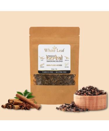 White Leaf 100% Natural Flavour Herbal Smoking Blend 1oz - Tobacco & Nicotine Free with Wooden Royal Black Pipe - Buy Online on GoSupps.com