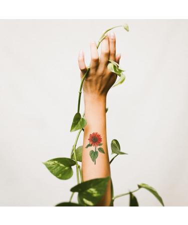 Oottati Waterproof Temporary Tattoo Stickers - 9 Sheets | Tulip, Sunflower, Rose, Nasturtium, Chrysanthemum Designs - Buy Online on GoSupps.com