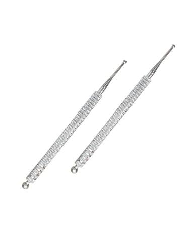 Acupressure pen meridian pencil acupressure staff acupressure pen massage pen acupuncture-stick scar care stainless steel length 10 cm ball 2/5 mm silver (2PCs)