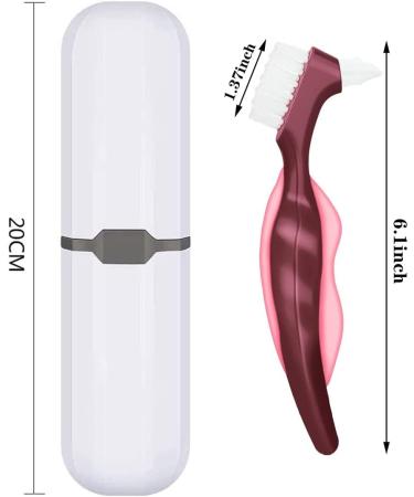 Pack of 6 Hard Denture Brushes - Double-Sided Portable Toothbrush for Prostheses with Ergonomic Design & White Carry Case - Assorted Colors - Ideal for Cleaning False Teeth - Buy Online on GoSupps.com