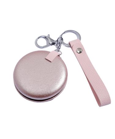 UUYYEO Compact Mirror Keychain Pocket Mirror Magnification Makeup Mirror Round Folding Mirror Portable Vanity Mirror Travel Cosmetic Mirror for Women Girls Rose Golden