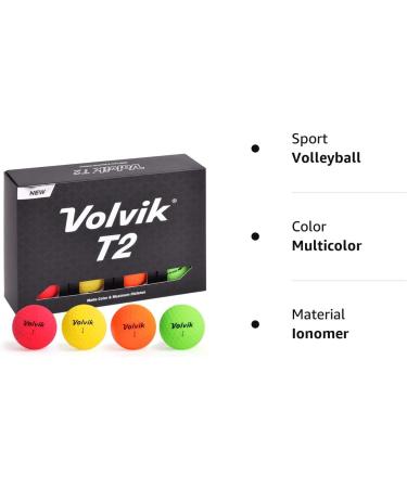 Volvik T2 2-Piece Long Distance Matte Golf Balls - 1 Dozen Multicolor - Buy Online on GoSupps.com